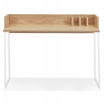 Diseño de escritorio recto en pies blancos madera (62x120 cm) ELIOR (acabado natural)