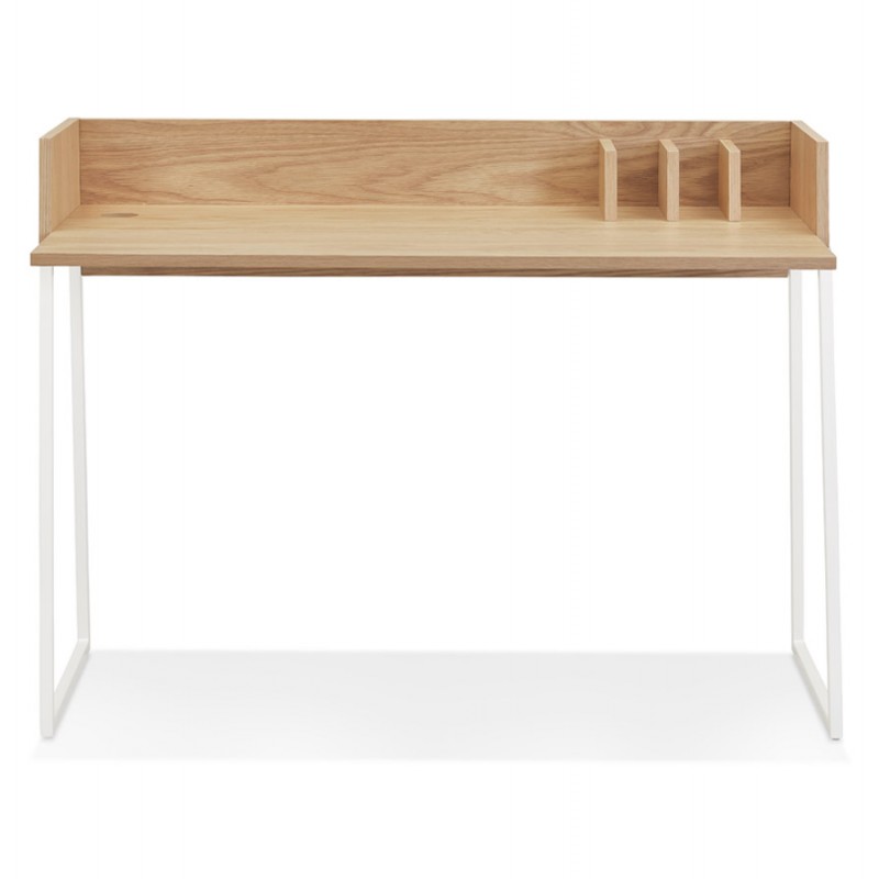 Straight desk design in wood white feet (62x120 cm) ELIOR (natural finish) - image 59601