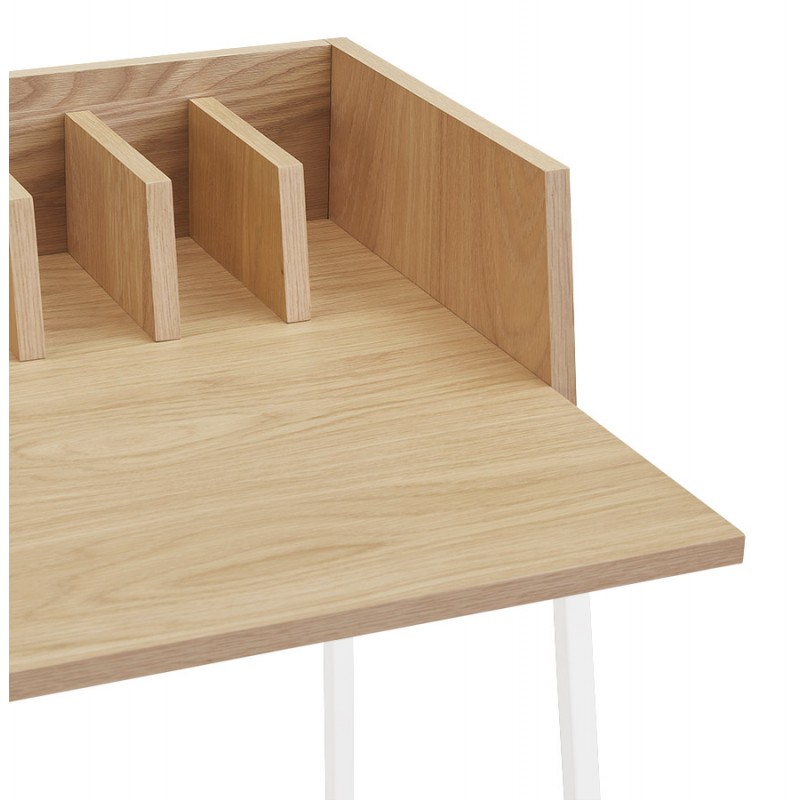 Design dritto della scrivania in legno bianco piedini (62x120 cm) ELIOR (finitura naturale) - image 59606