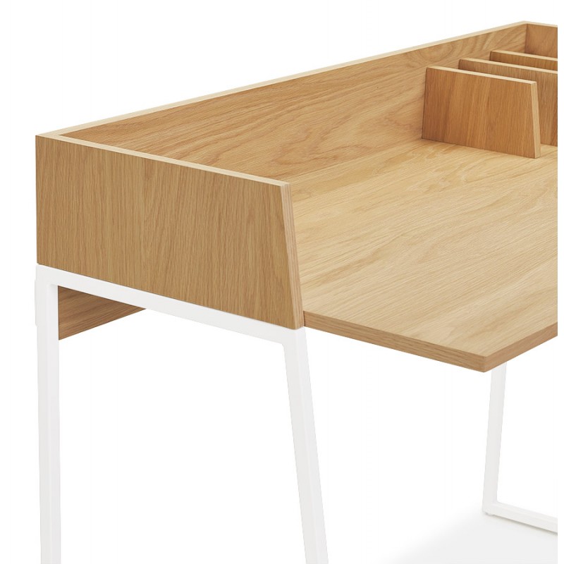 Straight desk design in wood white feet (62x120 cm) ELIOR (natural finish) - image 59611