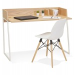 Straight desk design in wood white feet (62x120 cm) ELIOR (natural finish)