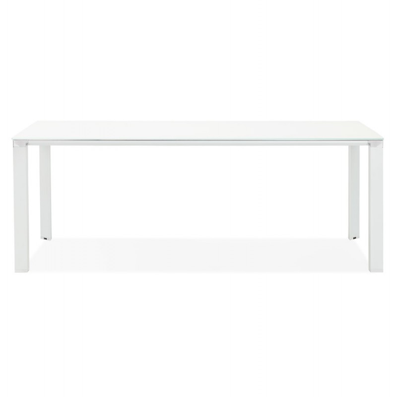 Desk meeting table in tempered glass (100x200 cm) BOIN (white finish) - image 59701