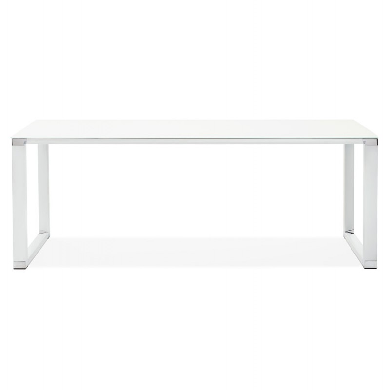 Design straight desk in tempered glass (100x200 cm) BOIN (white finish) - image 59708