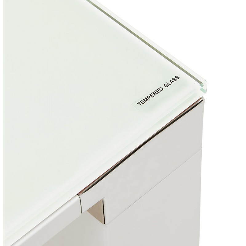 Design straight desk in tempered glass (100x200 cm) BOIN (white finish) - image 59709