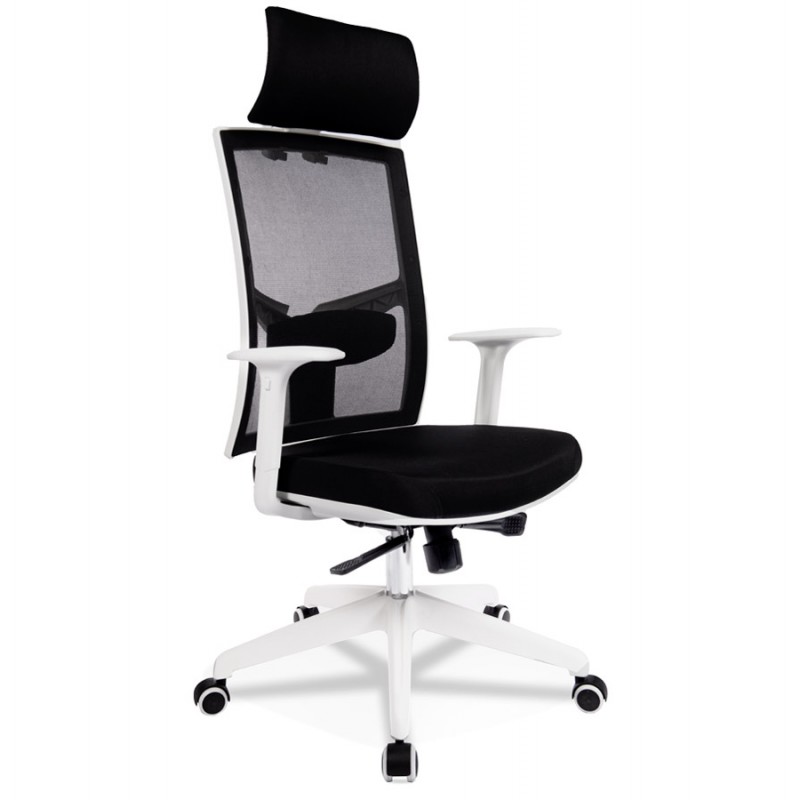 Bella sedia da ufficio ergonomica bianca e nera