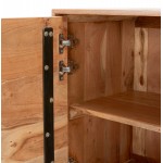 Sideboard 3 Türen aus Akazienholz 147 cm VERO (natur, schwarz)