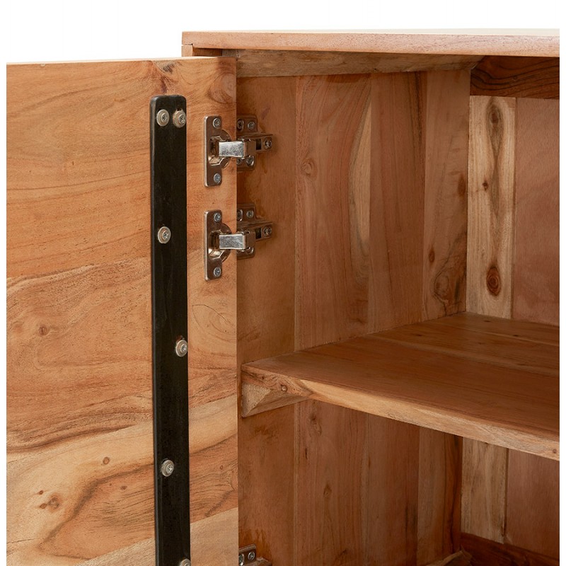 Aparador 3 puertas en madera de acacia 147 cm VERO (natural, negro) - image 59908