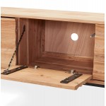Meuble TV 3 portes en bois d'acacia 147 cm VERO (naturel, noir)