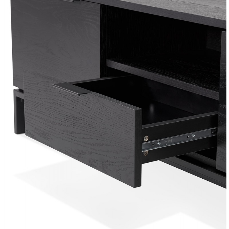 Soporte de TV 2 puertas, 1 cajón, 1 nicho 150 cm PACO (negro) - image 59939