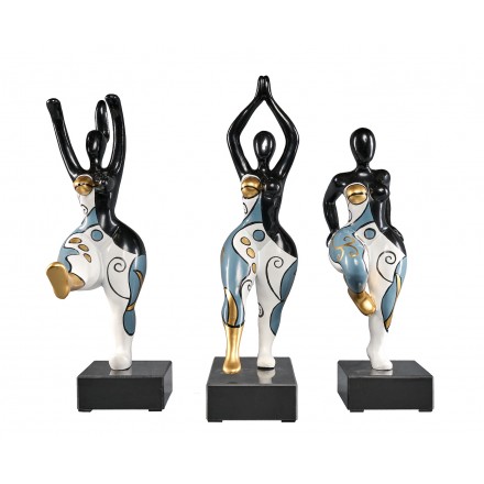 Set de 3 statues sculptures décoratives design FEMMES en résine