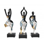 Set of 3 decorative resin statues DANCERS (H40 cm) (white, blue, gold)