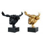 Set of 2 decorative resin statues DIVERS (H20/L40 cm) (black, gold)