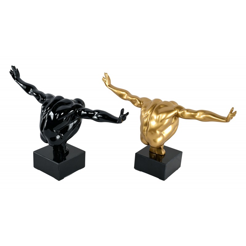 Set de 2 Statues décoratives en résine PLONGEURS (H20/L40 cm) (noir, doré) - image 60027