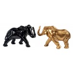Juego de 2 estatuas decorativas de resina ELEPHANTEAUX (H24/L38 cm) (negro, dorado)