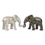 Set of 2 Decorative resin statues ELEPHANT GRAFFITIS (H33/L26 cm) (black, beige)