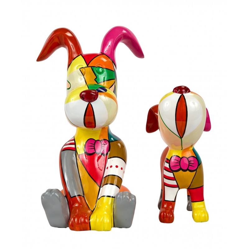 Set de 2 Statues décoratives en résine CHIENS ZAVATTA (H45 cm / H30 cm) (multicolore) - image 60097