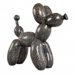 Decorative resin statue DOG BALLOON glitter (H40 cm) (black)