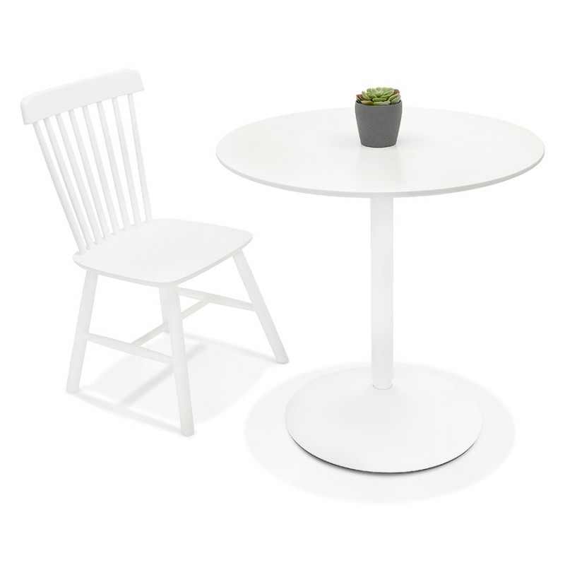 Mesa de comedor redonda diseño pie blanco CHARLINE (Ø 80 cm) (blanco) - image 60273