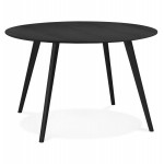 Industrial wooden dining table MILLET (Ø 120 cm) (black)