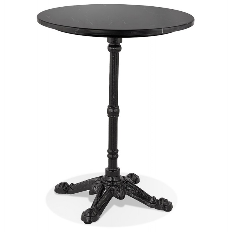Tavolino rotondo design effetto marmo CELESTE (Ø 60 cm) (nero) - image 60383
