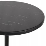 Tavolino rotondo design effetto marmo CELESTE (Ø 60 cm) (nero)