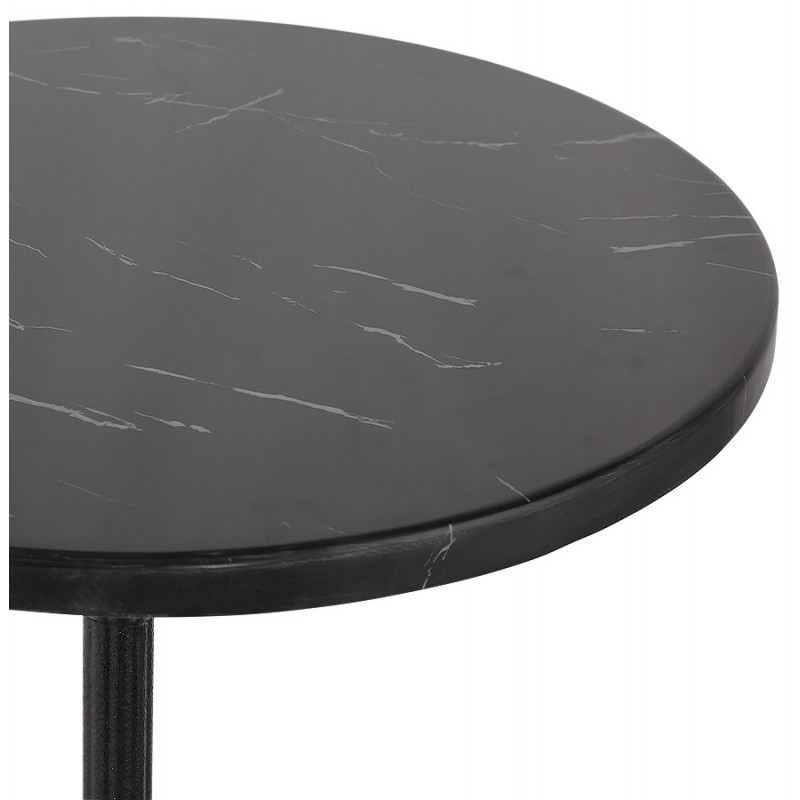 Mesa auxiliar redonda diseño mármol efecto mármol CELESTE (Ø 60 cm) (negro) - image 60386
