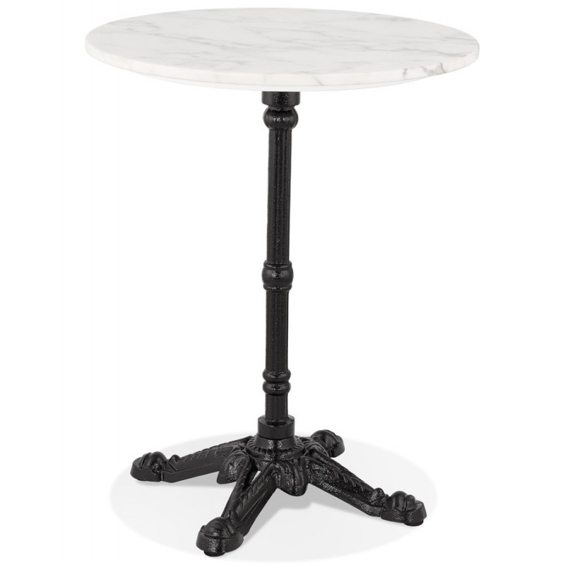 Side table round design marble effect CELESTE (Ø 60 cm) (white) - image 60392
