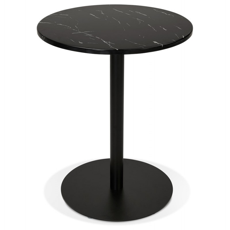 Tavolino rotondo design effetto marmo GASTON (Ø 60 cm) (nero) - image 60401
