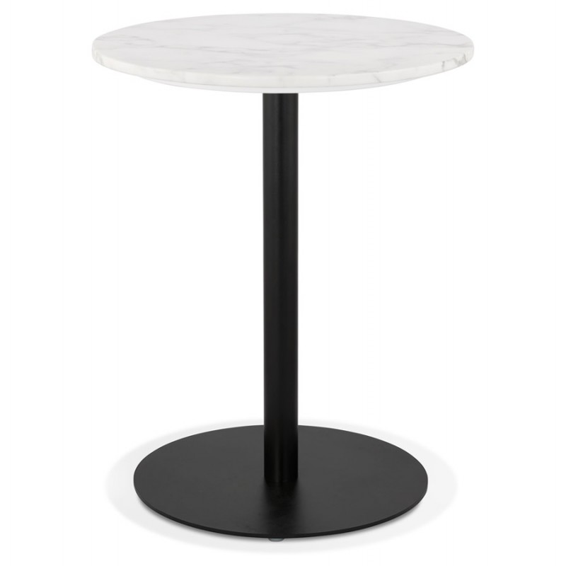 Table d'appoint design ronde effet marbre GASTON (Ø 60 cm) (blanc) - image 60407