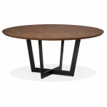 Round dining table design black foot WANNY (Ø 120 cm) (walnut)
