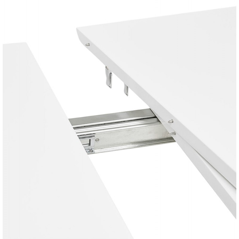 Mesa de comedor extensible de madera y pata de metal blanco ISAAC (120-220x120 cm) (blanco mate) - image 60451