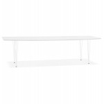 Table à manger extensible en bois et pieds métal blanc JUANA (170-270x100 cm) (blanc mat)