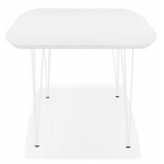 Mesa de comedor extensible en madera y patas metal blanco JUANA (170-270x100 cm) (blanco mate)