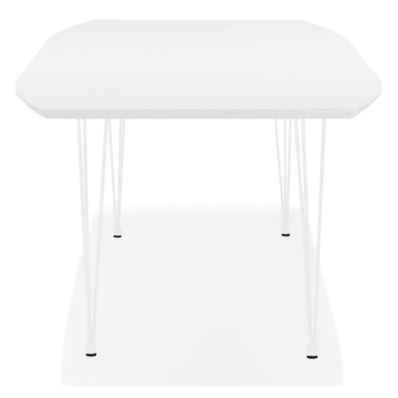 Table à manger extensible en bois et pieds métal blanc JUANA (170-270x100 cm) (blanc mat) - image 60457
