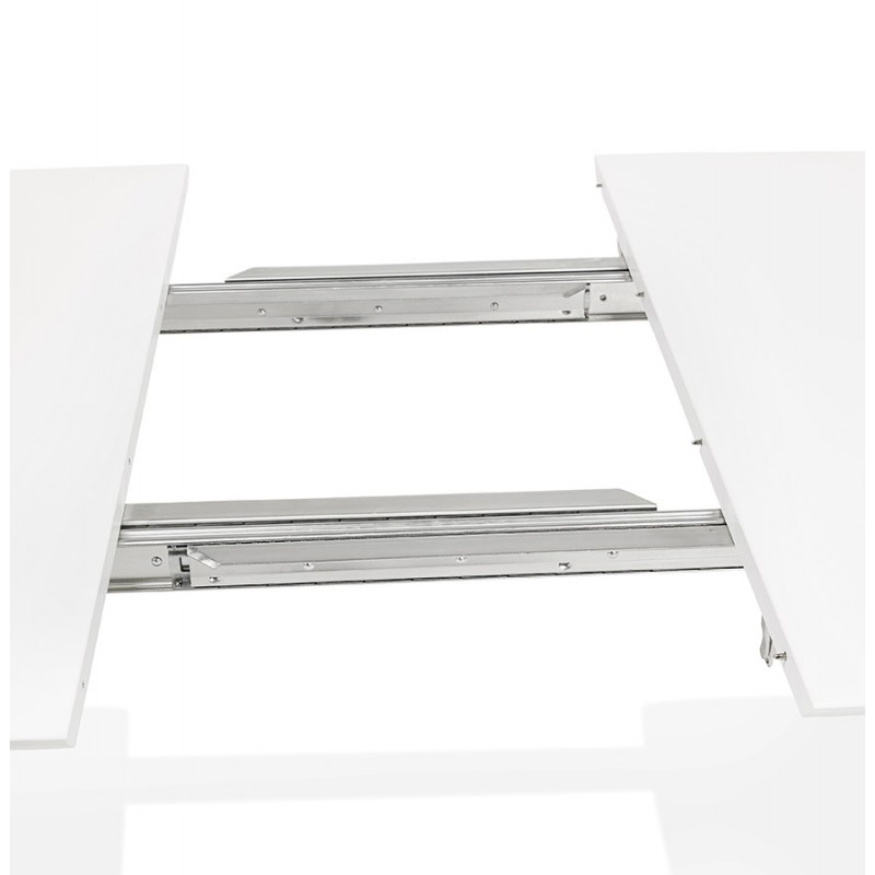 Mesa de comedor extensible en madera y patas metal blanco JUANA (170-270x100 cm) (blanco mate) - image 60459