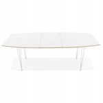 Extendable dining table in wood and white metal legs MARIE (170-270x100 cm) (white)