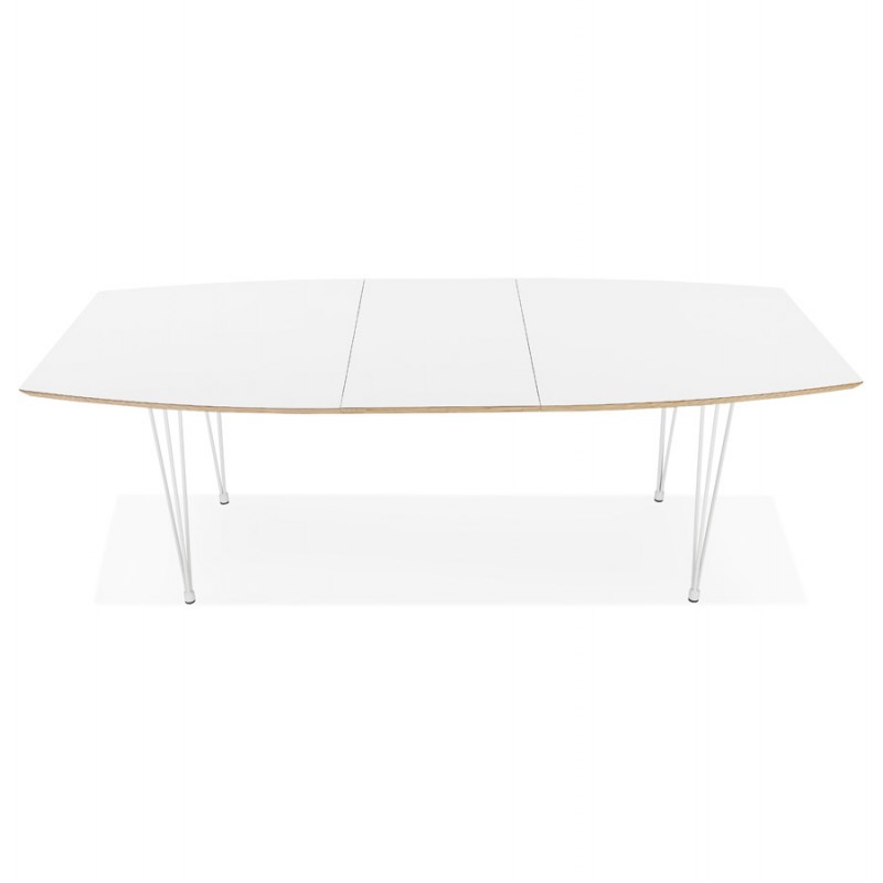 Mesa de comedor extensible en madera y patas metálicas blancas MARIE (170-270x100 cm) (blanco) - image 60469