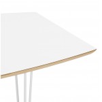 Extendable dining table in wood and white metal legs MARIE (170-270x100 cm) (white)