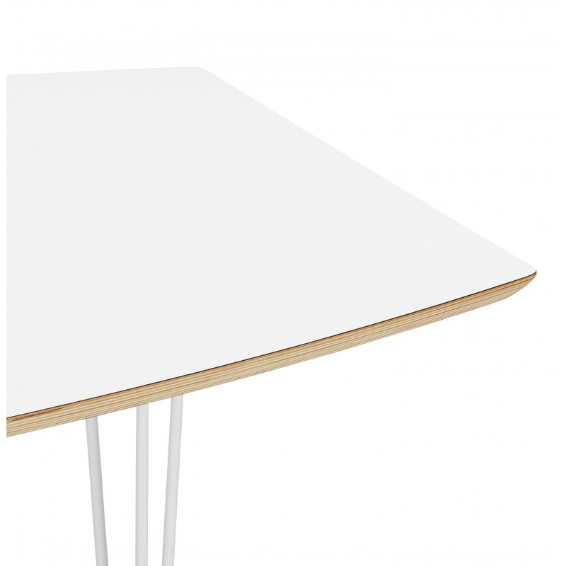 Extendable dining table in wood and white metal legs MARIE (170-270x100 cm) (white) - image 60471