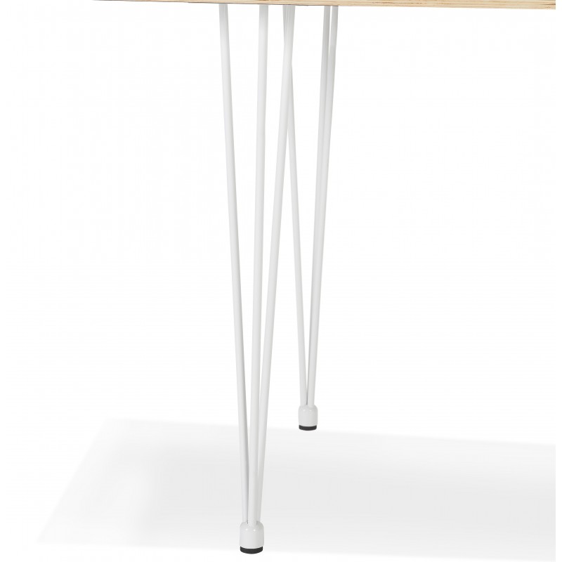 Extendable dining table in wood and white metal legs MARIE (170-270x100 cm) (white) - image 60472