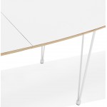 Table à manger extensible en bois et pieds métal blanc MARIE (170-270x100 cm) (blanc)