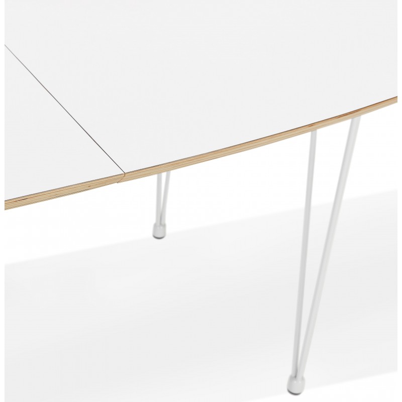 Table à manger extensible en bois et pieds métal blanc MARIE (170-270x100 cm) (blanc) - image 60473