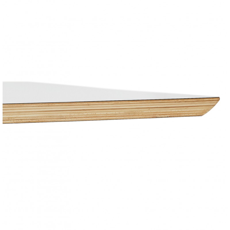 Mesa de comedor extensible en madera y patas metálicas blancas MARIE (170-270x100 cm) (blanco) - image 60478