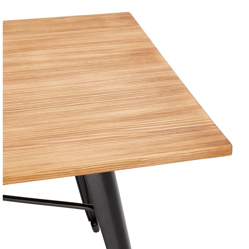 Table à manger industrielle en bois massif et métal NAVA (150x80 cm) (finition naturel) - image 60509