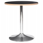 Table de repas design ronde MAYA pied métal chromé (Ø 80 cm) (noir)