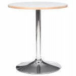 Mesa de comedor redonda de diseño MAYA pie metal cromado (Ø 80 cm) (blanco)