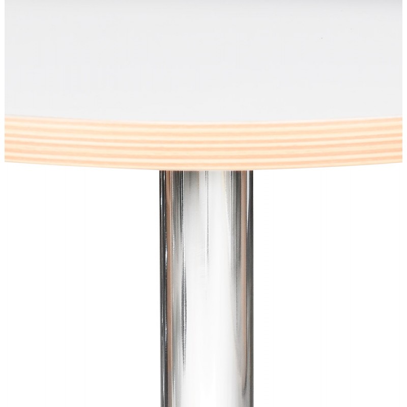 Mesa de comedor redonda de diseño MAYA pie metal cromado (Ø 80 cm) (blanco) - image 60550