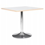 Table de repas design carrée pied métal chromé MAYA (80x80 cm) (blanc)
