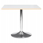 Table de repas design carrée pied métal chromé MAYA (80x80 cm) (blanc)
