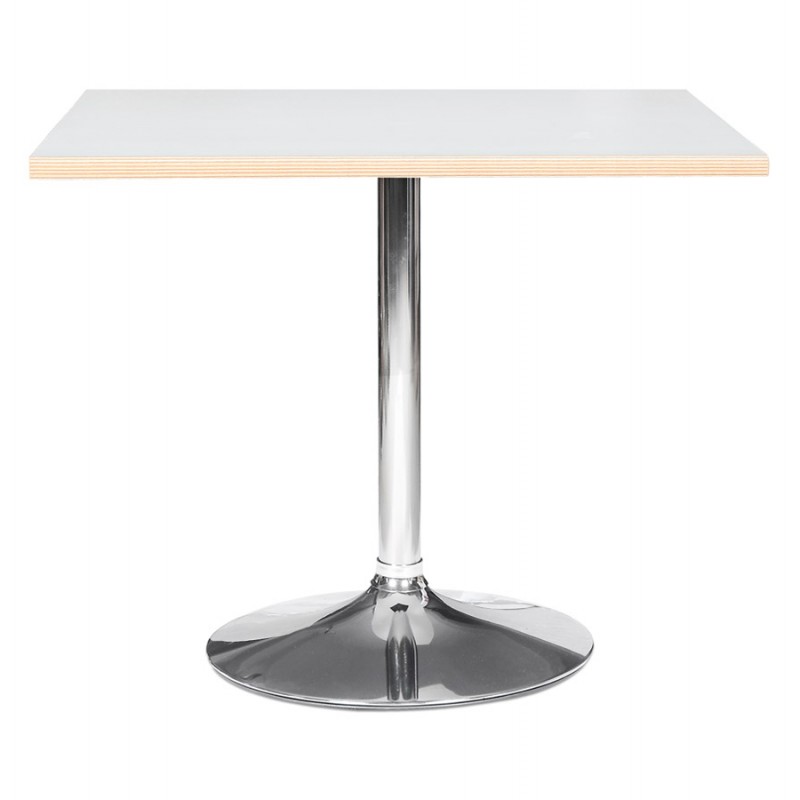 Mesa de comedor diseño pie cuadrado metal cromado MAYA (80x80 cm) (blanco) - image 60555